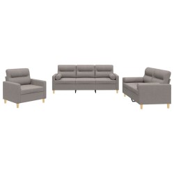 vidaXL 3-tlg. Sofagarnitur mit Kissen Taupe Stoff