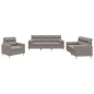 vidaXL 3-tlg. Sofagarnitur mit Kissen Taupe Stoff vidaXL 3-tlg. Sofagarnitur mit Kissen Taupe Stoff