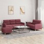 vidaXL 3-tlg. Sofagarnitur mit Kissen Weinrot Stoff vidaXL 3-tlg. Sofagarnitur mit Kissen Weinrot Stoff