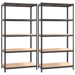 vidaXL Regale mit 5 Böden 2 Stk. Anthrazit Stahl & Holzwerkstoff