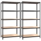 vidaXL Regale mit 5 Böden 2 Stk. Anthrazit Stahl & Holzwerkstoff vidaXL Regale mit 5 Böden 2 Stk. Anthrazit Stahl & Holzwerkstoff