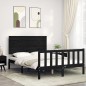 vidaXL Massivholzbett mit Kopfteil Schwarz 140x190 cm vidaXL Massivholzbett mit Kopfteil Schwarz 140x190 cm