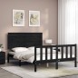 vidaXL Massivholzbett mit Kopfteil Schwarz 140x190 cm vidaXL Massivholzbett mit Kopfteil Schwarz 140x190 cm