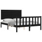 vidaXL Massivholzbett mit Kopfteil Schwarz 140x190 cm vidaXL Massivholzbett mit Kopfteil Schwarz 140x190 cm