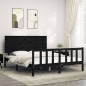 vidaXL Massivholzbett mit Kopfteil Schwarz 160x200 cm
