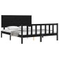 vidaXL Massivholzbett mit Kopfteil Schwarz 160x200 cm