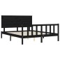 vidaXL Massivholzbett mit Kopfteil Schwarz 160x200 cm