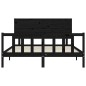 vidaXL Massivholzbett mit Kopfteil Schwarz 160x200 cm