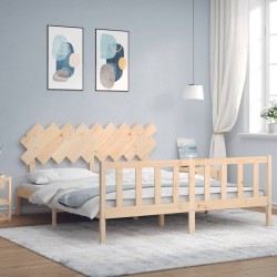 vidaXL Massivholzbett mit Kopfteil
