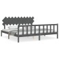 vidaXL Massivholzbett mit Kopfteil Grau 200x200 cm vidaXL Massivholzbett mit Kopfteil Grau 200x200 cm