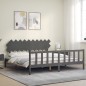 vidaXL Massivholzbett mit Kopfteil Grau 200x200 cm vidaXL Massivholzbett mit Kopfteil Grau 200x200 cm