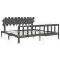 vidaXL Massivholzbett mit Kopfteil Grau 200x200 cm vidaXL Massivholzbett mit Kopfteil Grau 200x200 cm