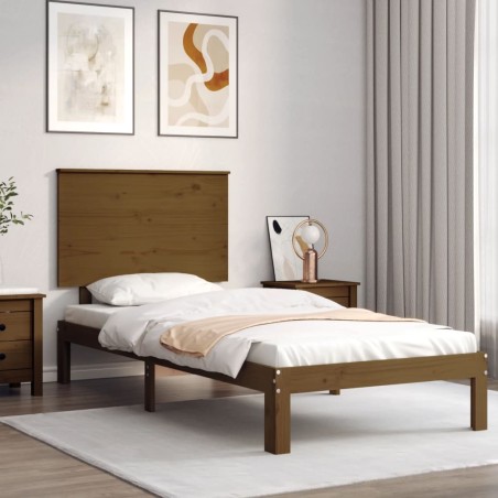 vidaXL Massivholzbett mit Kopfteil Honigbraun 100x200 cm