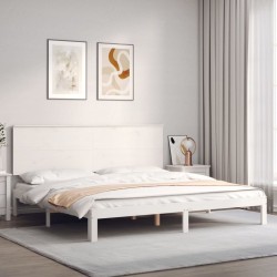 vidaXL Massivholzbett mit Kopfteil Weiß 200x200 cm