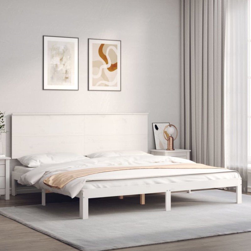 vidaXL Massivholzbett mit Kopfteil Weiß 200x200 cm vidaXL Massivholzbett mit Kopfteil Weiß 200x200 cm