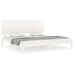 vidaXL Massivholzbett mit Kopfteil Weiß 200x200 cm