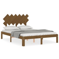 vidaXL Massivholzbett mit Kopfteil Honigbraun 120x200 cm