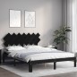 vidaXL Massivholzbett mit Kopfteil Schwarz 140x200 cm vidaXL Massivholzbett mit Kopfteil Schwarz 140x200 cm