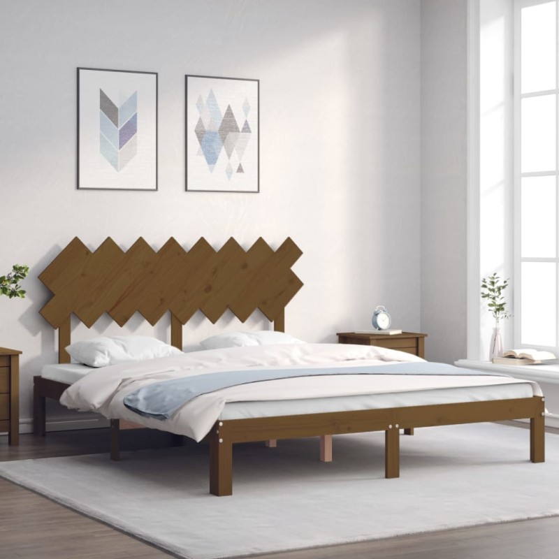 vidaXL Massivholzbett mit Kopfteil Honigbraun 160x200 cm vidaXL Massivholzbett mit Kopfteil Honigbraun 160x200 cm