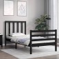 vidaXL Massivholzbett mit Kopfteil Schwarz 100x200 cm vidaXL Massivholzbett mit Kopfteil Schwarz 100x200 cm