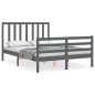 vidaXL Massivholzbett mit Kopfteil Grau 140x200 cm vidaXL Massivholzbett mit Kopfteil Grau 140x200 cm
