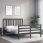vidaXL Massivholzbett mit Kopfteil Grau 140x200 cm vidaXL Massivholzbett mit Kopfteil Grau 140x200 cm