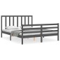 vidaXL Massivholzbett mit Kopfteil Grau 160x200 cm vidaXL Massivholzbett mit Kopfteil Grau 160x200 cm