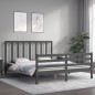 vidaXL Massivholzbett mit Kopfteil Grau 160x200 cm vidaXL Massivholzbett mit Kopfteil Grau 160x200 cm