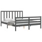 vidaXL Massivholzbett mit Kopfteil Grau 160x200 cm vidaXL Massivholzbett mit Kopfteil Grau 160x200 cm