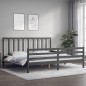 vidaXL Massivholzbett mit Kopfteil Grau vidaXL Massivholzbett mit Kopfteil Grau
