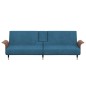 vidaXL Schlafsofa mit Getränkehaltern Blau Samt vidaXL Schlafsofa mit Getränkehaltern Blau Samt