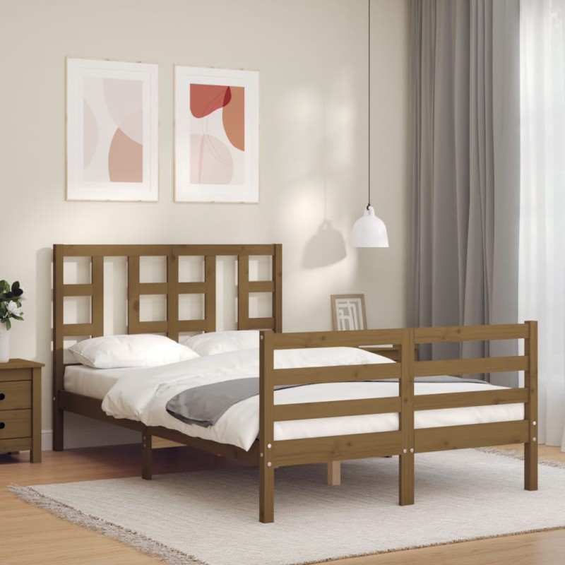 vidaXL Massivholzbett mit Kopfteil Honigbraun 120x200 cm vidaXL Massivholzbett mit Kopfteil Honigbraun 120x200 cm