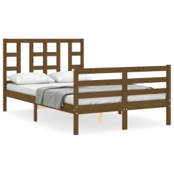vidaXL Massivholzbett mit Kopfteil Honigbraun 120x200 cm