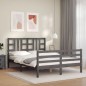 vidaXL Massivholzbett mit Kopfteil Grau 160x200 cm vidaXL Massivholzbett mit Kopfteil Grau 160x200 cm