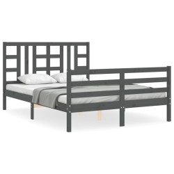vidaXL Massivholzbett mit Kopfteil Grau 160x200 cm