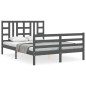 vidaXL Massivholzbett mit Kopfteil Grau 160x200 cm vidaXL Massivholzbett mit Kopfteil Grau 160x200 cm