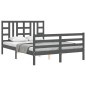 vidaXL Massivholzbett mit Kopfteil Grau 160x200 cm vidaXL Massivholzbett mit Kopfteil Grau 160x200 cm