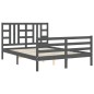 vidaXL Massivholzbett mit Kopfteil Grau 160x200 cm vidaXL Massivholzbett mit Kopfteil Grau 160x200 cm