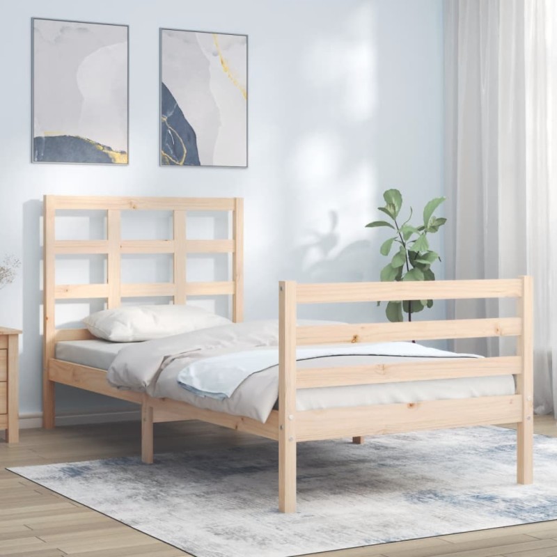 vidaXL Massivholzbett mit Kopfteil 90x200 cm vidaXL Massivholzbett mit Kopfteil 90x200 cm