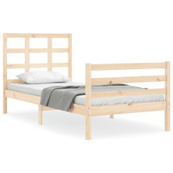 vidaXL Massivholzbett mit Kopfteil 90x200 cm