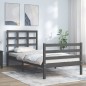 vidaXL Massivholzbett mit Kopfteil Grau 90x200 cm vidaXL Massivholzbett mit Kopfteil Grau 90x200 cm