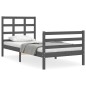 vidaXL Massivholzbett mit Kopfteil Grau 90x200 cm vidaXL Massivholzbett mit Kopfteil Grau 90x200 cm