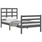 vidaXL Massivholzbett mit Kopfteil Grau 90x200 cm vidaXL Massivholzbett mit Kopfteil Grau 90x200 cm