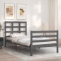 vidaXL Massivholzbett mit Kopfteil Grau 90x200 cm vidaXL Massivholzbett mit Kopfteil Grau 90x200 cm