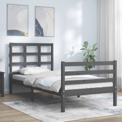 vidaXL Massivholzbett mit Kopfteil Grau 100x200 cm