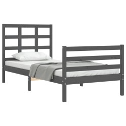 vidaXL Massivholzbett mit Kopfteil Grau 100x200 cm