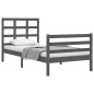vidaXL Massivholzbett mit Kopfteil Grau 100x200 cm vidaXL Massivholzbett mit Kopfteil Grau 100x200 cm