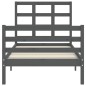 vidaXL Massivholzbett mit Kopfteil Grau 100x200 cm vidaXL Massivholzbett mit Kopfteil Grau 100x200 cm