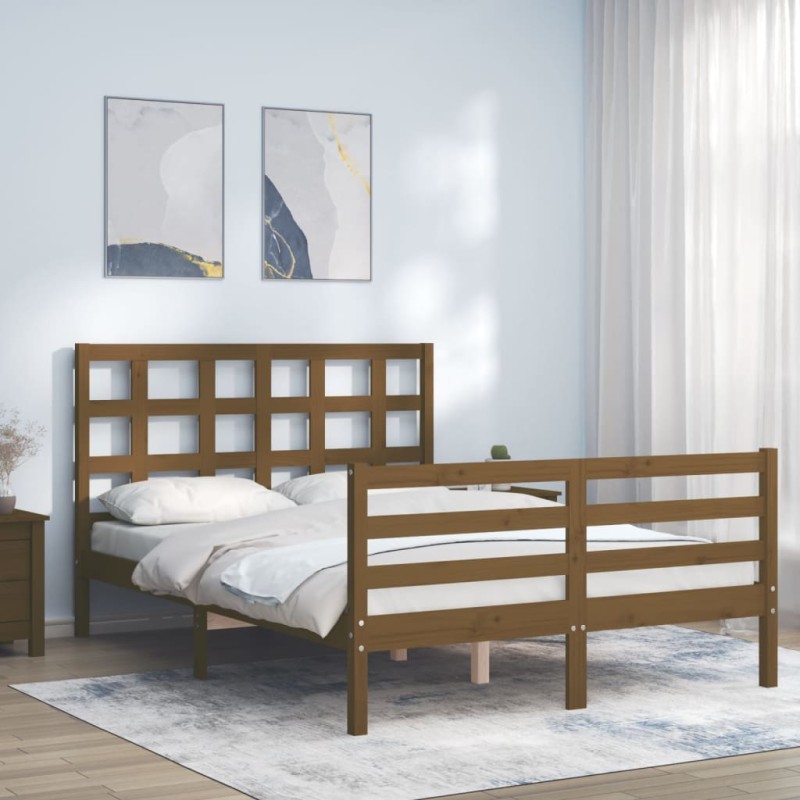 vidaXL Massivholzbett mit Kopfteil Honigbraun 120x200 cm vidaXL Massivholzbett mit Kopfteil Honigbraun 120x200 cm