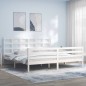 vidaXL Massivholzbett mit Kopfteil Weiß 200x200 cm vidaXL Massivholzbett mit Kopfteil Weiß 200x200 cm